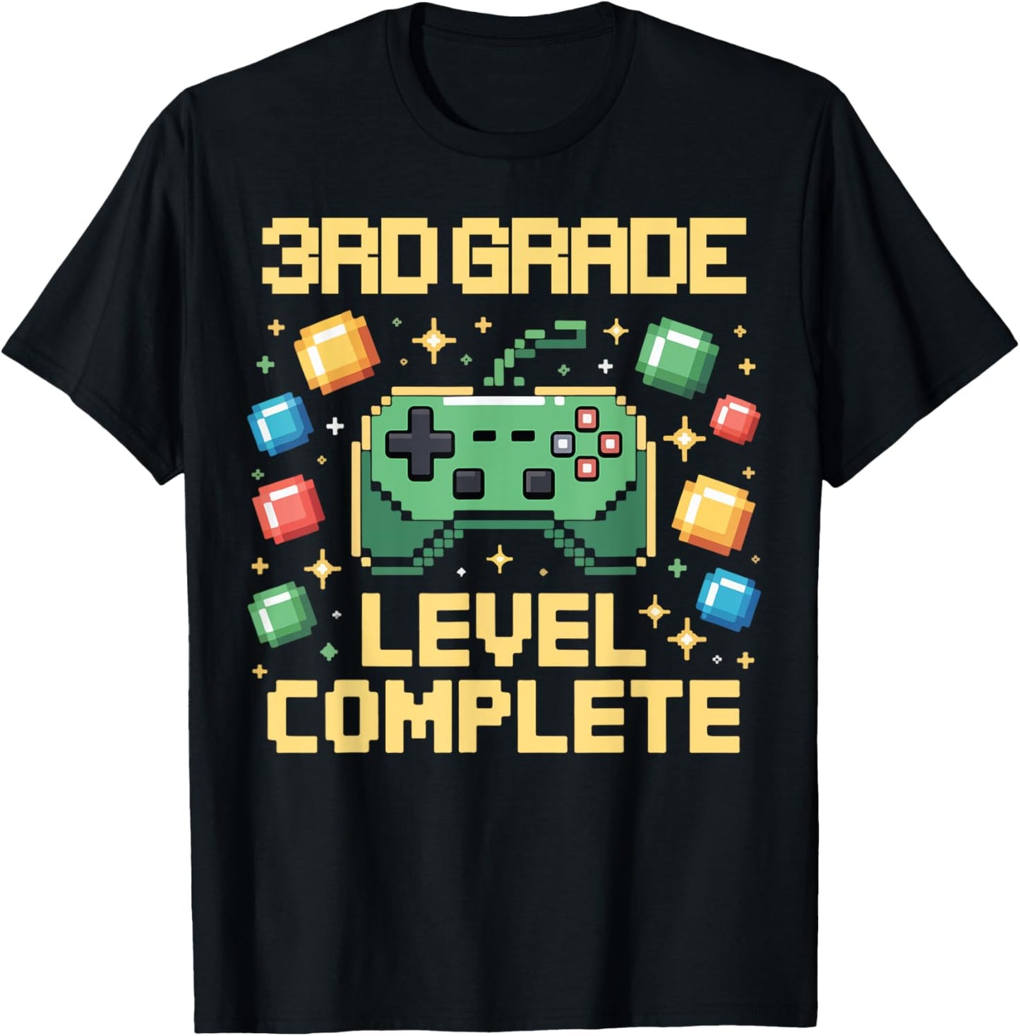 3rd Grade Third Grade Level Complete Graduation Gamer Pixel T-Shirt