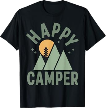 Happy Camper Trees Kids Boys Girls Toddler Men Women Camping T-Shirt