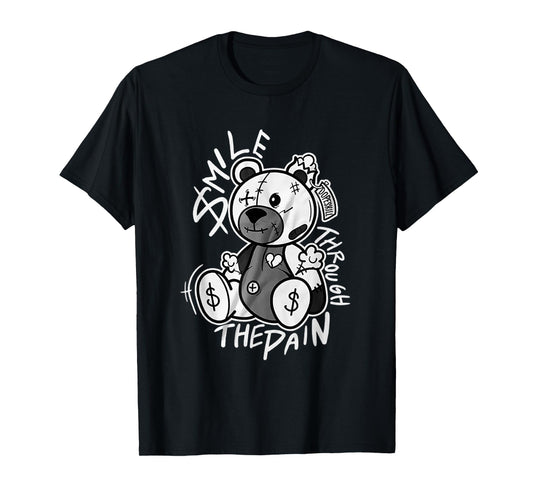 Vintage Teddy Bear Smile Letter Graphic Drop Print Smile T-Shirt