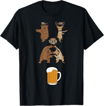 Funny Beer Saying Bear Deer Fusion Manga T-Shirt