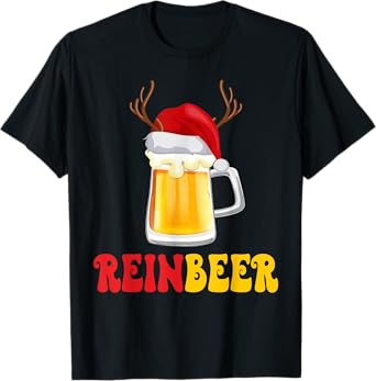 Beer Christmas Mug Reinbeer Winedeer Couples Matching T-Shirt