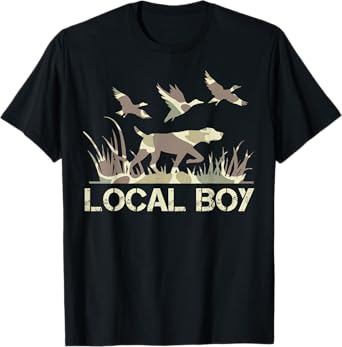 Retro Southern Boy Camouflage Hunting Dog Camo Duck Hunter T-Shirt