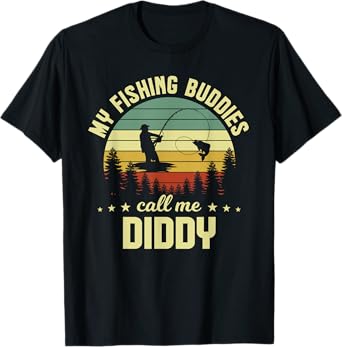 Retro Vintage My Favorite Fishing Buddies Call Me Diddy T-Shirt