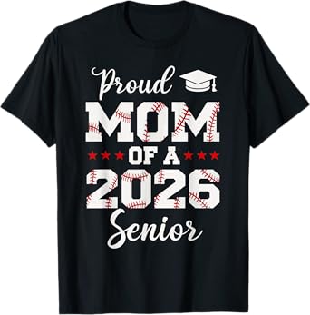 Senior Mom Class Of 2026 Cute Baseball Player Graduation T-Shirt