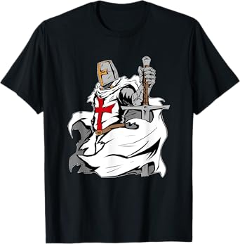 Christian Templar Knights Costume, Rosary Crusader Warrior T-Shirt
