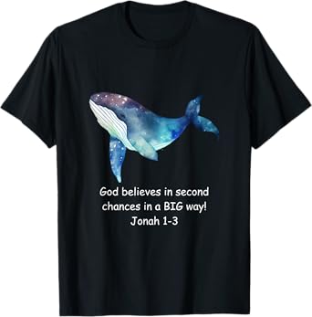 Bible Verse Jonah Whale Fish Christian Religious Motivating T-Shirt