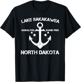 LAKE SAKAKAWEA NORTH DAKOTA Funny Fishing Camping Gift T-Shirt