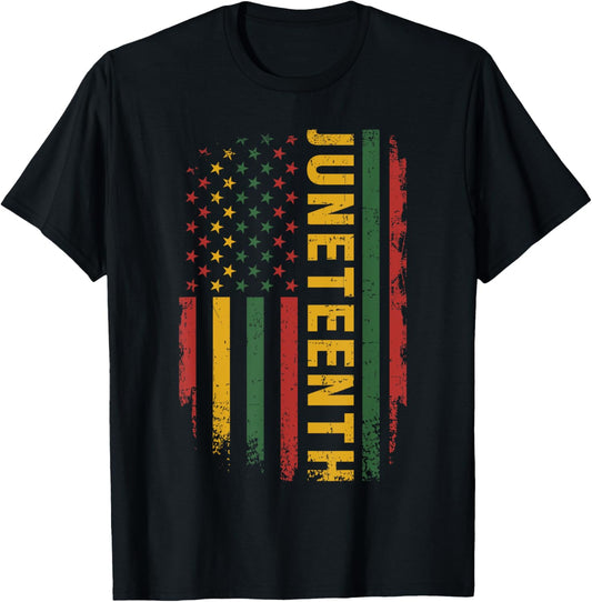 American flag pan african colors for celebrating Juneteenth T-Shirt