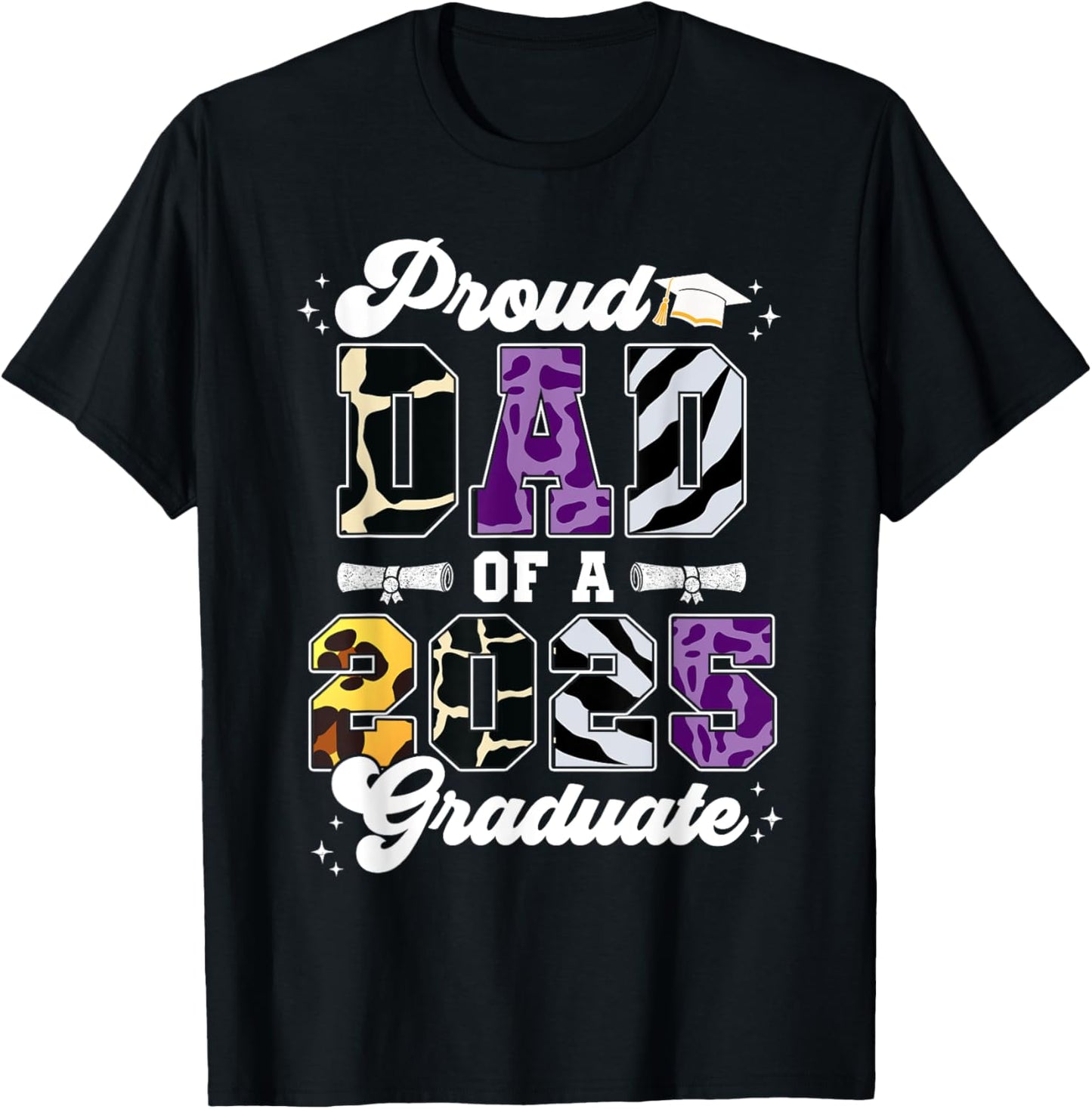 Graduation 2025 Proud Dad Of A Class Of 2025 Leopard Dad T-Shirt