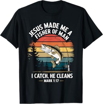 Fishing Jesus Christ Religion Christian Fisher Christianity T-Shirt