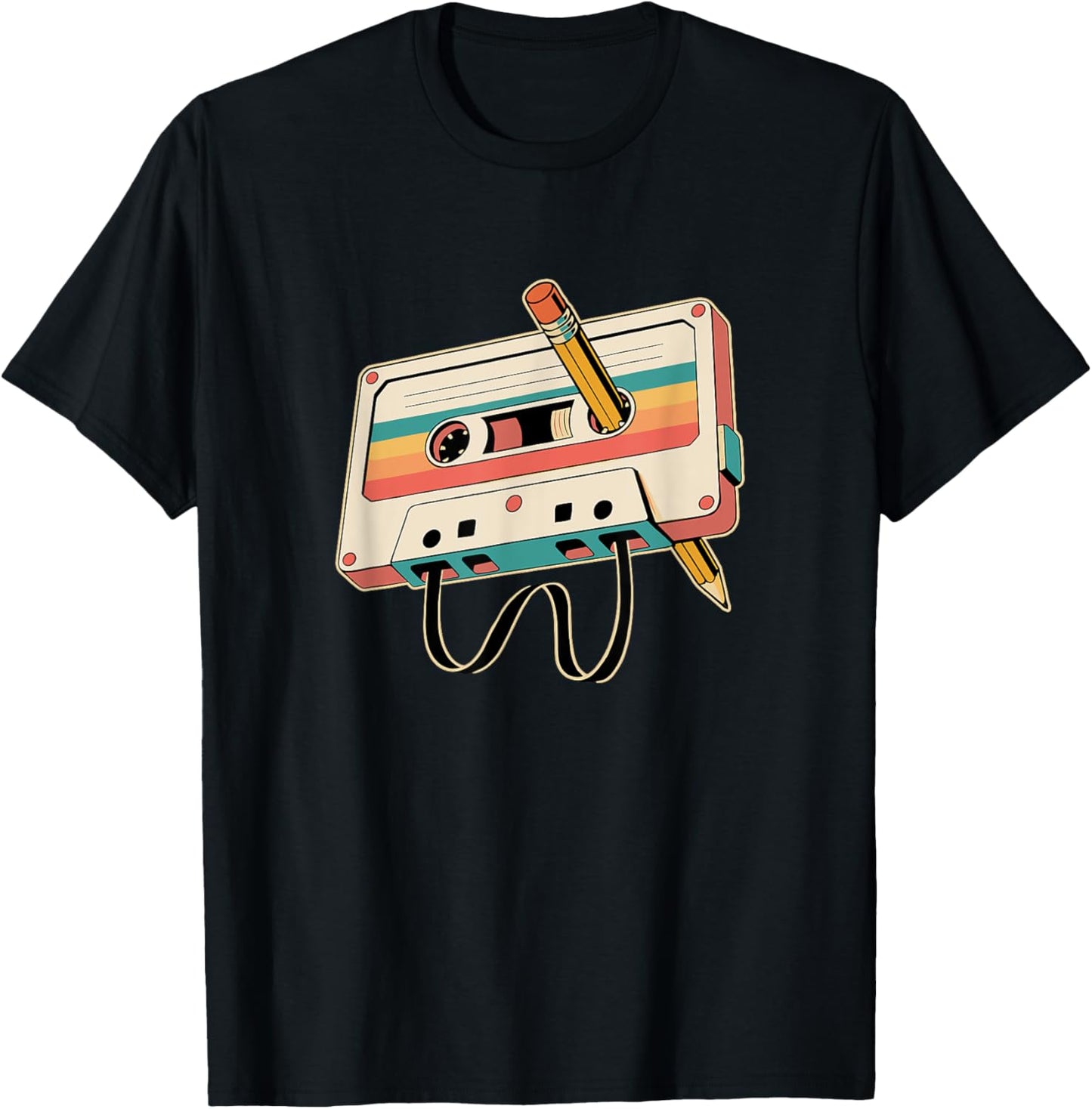 Retro Cassette Tape with Pencil 80s 90s Music Vintage Party T-Shirt
