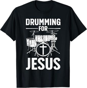 Funny Drumming Art For Men Women Drumline Drum Set Drummer T-Shirt