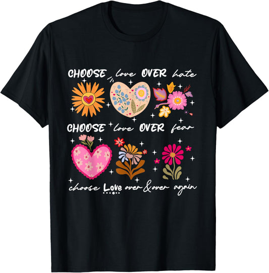 Choose-Love Boho Floral Be Kind Inspirational Quote Positive T-Shirt