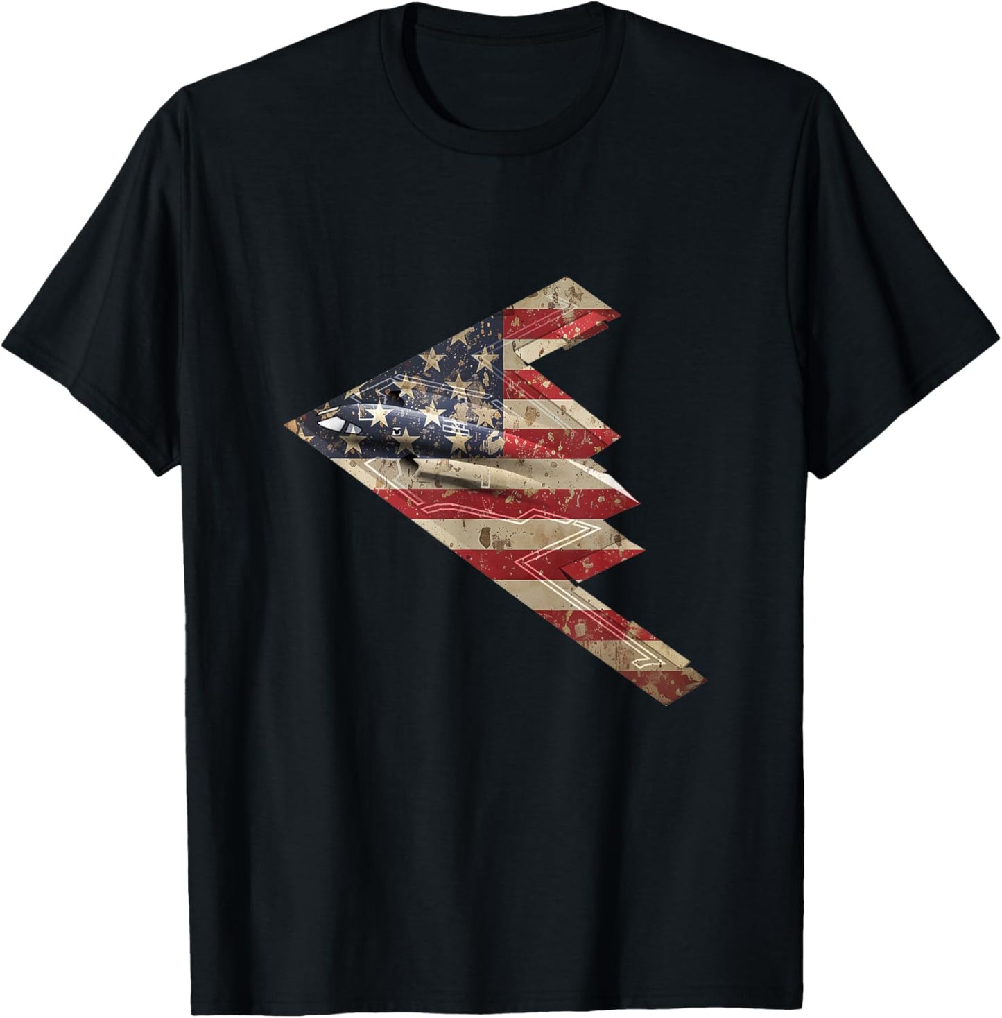 B-2 Bomber Stealth Aircraft Schematic American Flag B2 T-Shirt