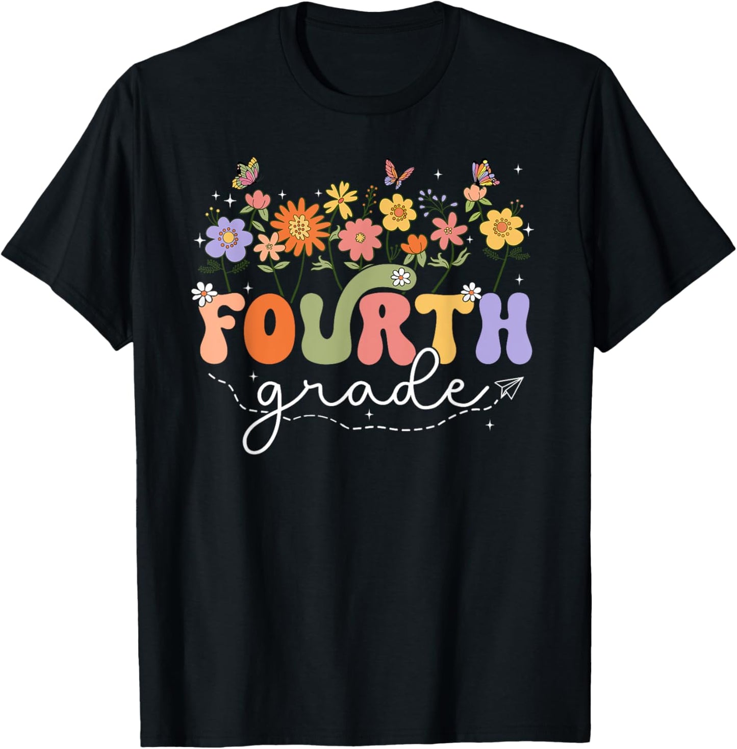 4th Fourth Grade Teacher Wildflower Back To School Floral T-shirt Stylish Design by TeeBrew