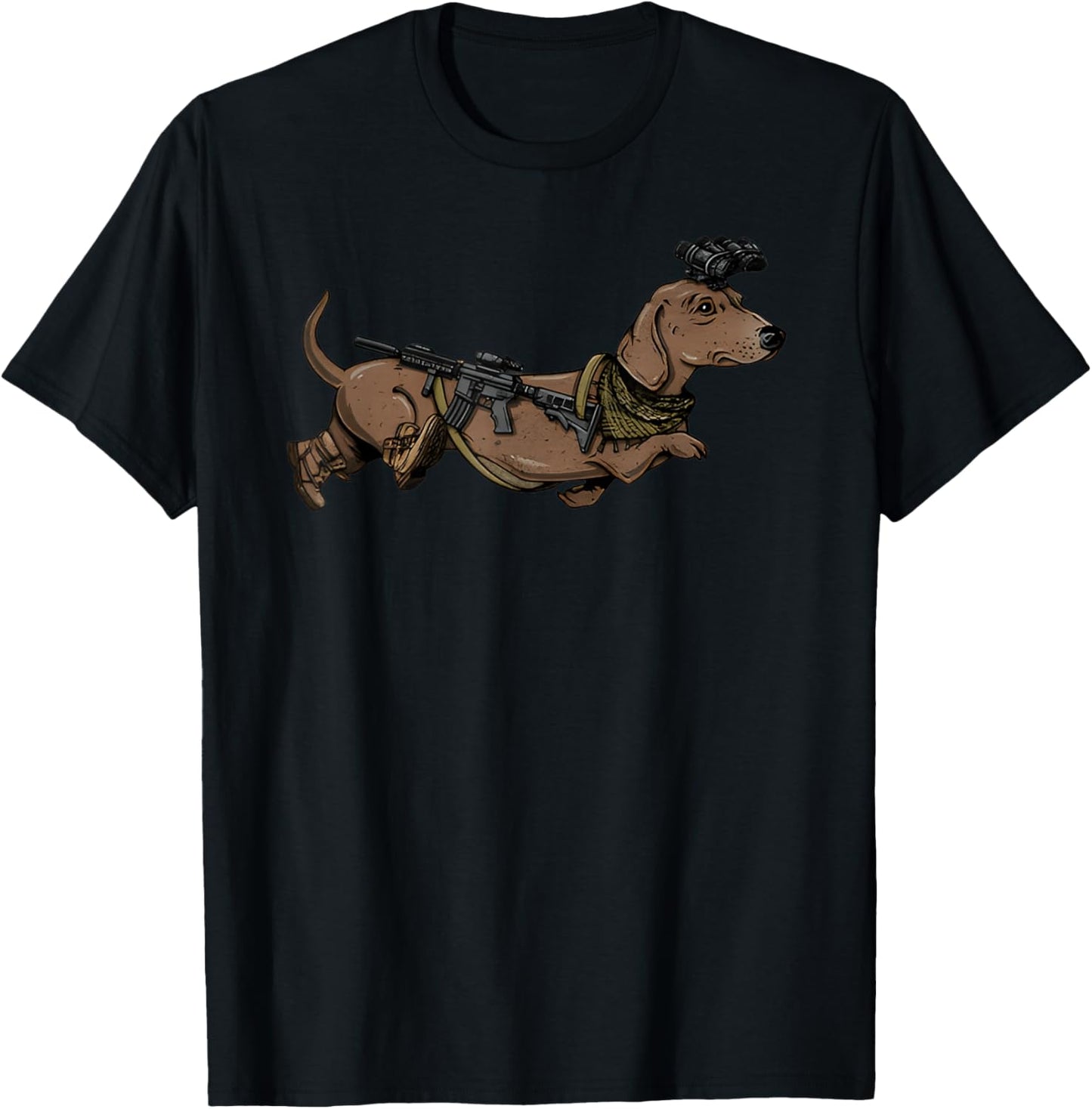 Funny Dog Dachshund With NVG Meme Tactical Wiener T-Shirt