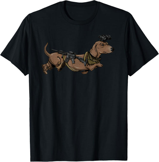 Funny Dog Dachshund With NVG Meme Tactical Wiener T-Shirt