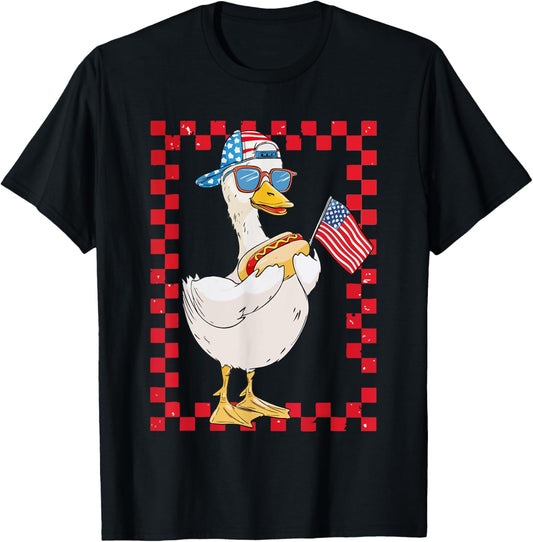 Cute America Goose 4th Of July Toddler US Flag Patriotic Boy T-Shirt