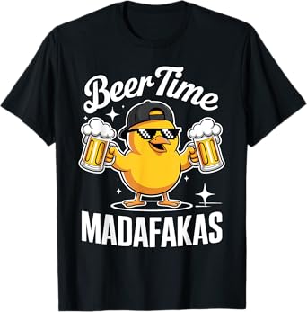 Rubber Duck Costume Adults Party Outfit Beer Time Madafakas T-Shirt