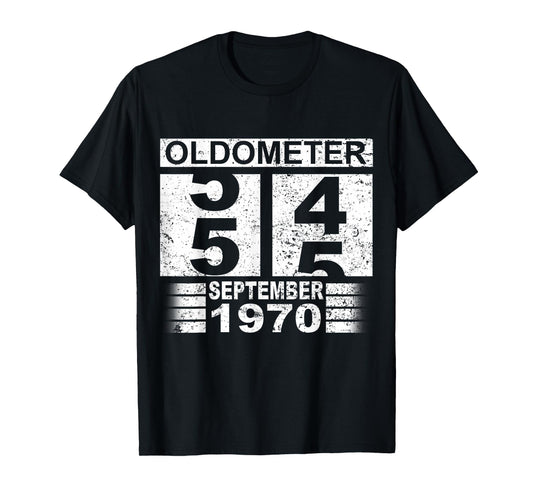 Oldometer 54-55 Born in September 1970 Funny 55th Birthday T-Shirt