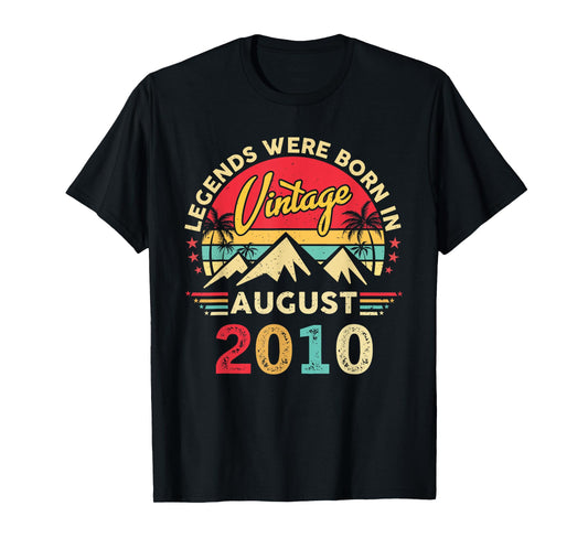 Vintage 15th Birthday Legends Were Born In August 2010 T-Shirt
