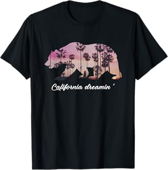 California Dreaming Cali Flag Bear Palm T-shirt T-Shirt