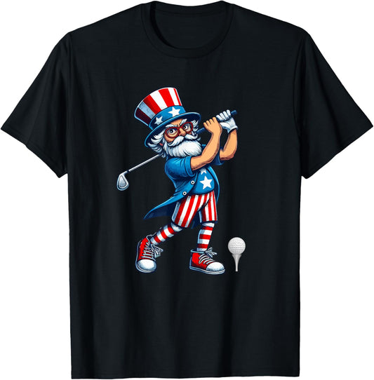 Man Playing Golf 4th Of July Player Team Patriotic T-shirt