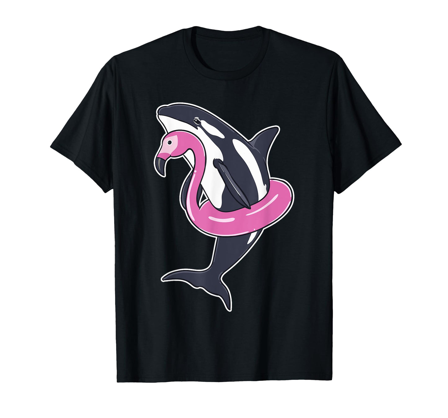 Funny Orca Flamingo Pool Party Men Women Kids Beach Summer T-Shirt