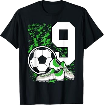 9th Birthday Boys 9 Years Soccer Football Player Birthday T-Shirt
