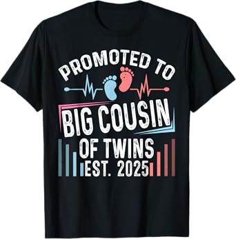 Promoted To Big Cousin Of Twins Est 2025 Baby Shower Vintage T-Shirt