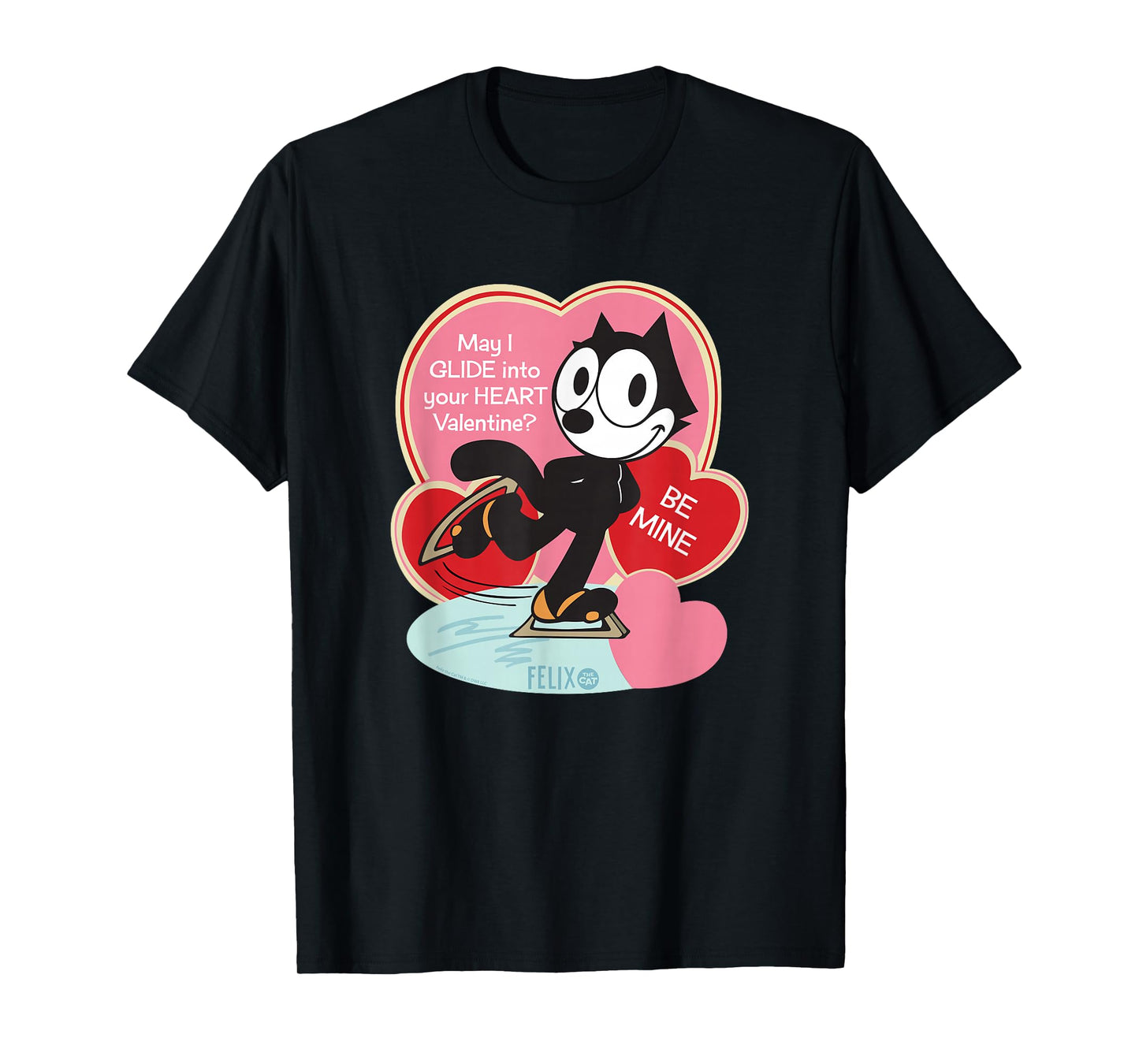 Felix The Cat Ice Skating Valentine T-Shirt