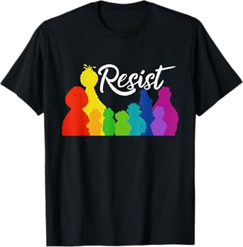 Resist Save P.B.S, Rainbow Silhouette Design Graphic Tee T-Shirt