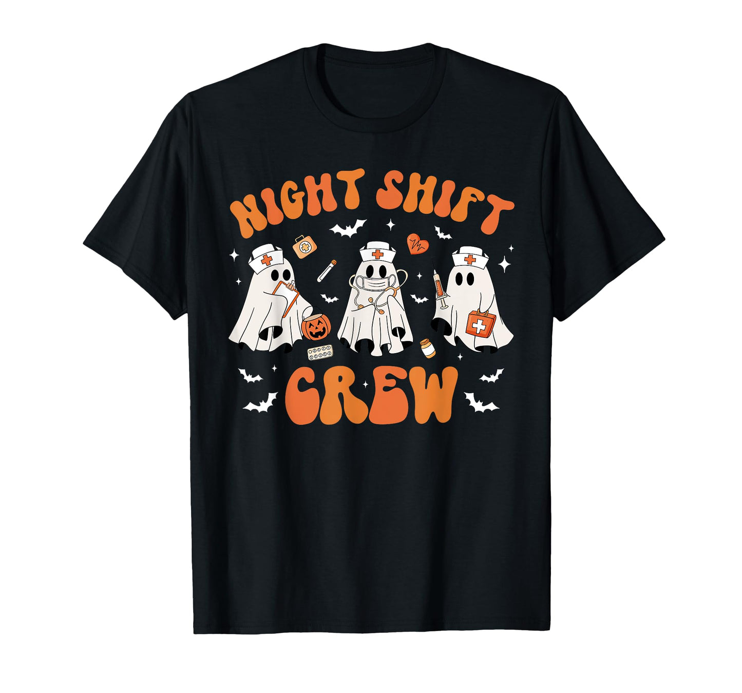 Night Shift Boo Crew Health Worker Halloween Ghost Nurse T-Shirt