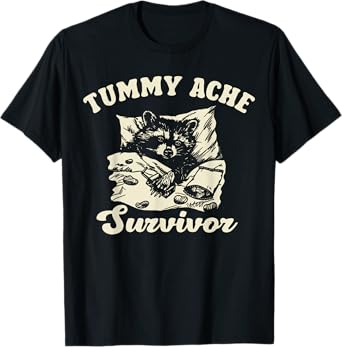 Vintage Tummy Ache Survivor Racoon Retro 90s Animal Lover T-Shirt