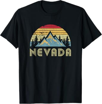 Nevada Tee - Retro Vintage Mountains Nature Hiking T Shirt T-Shirt