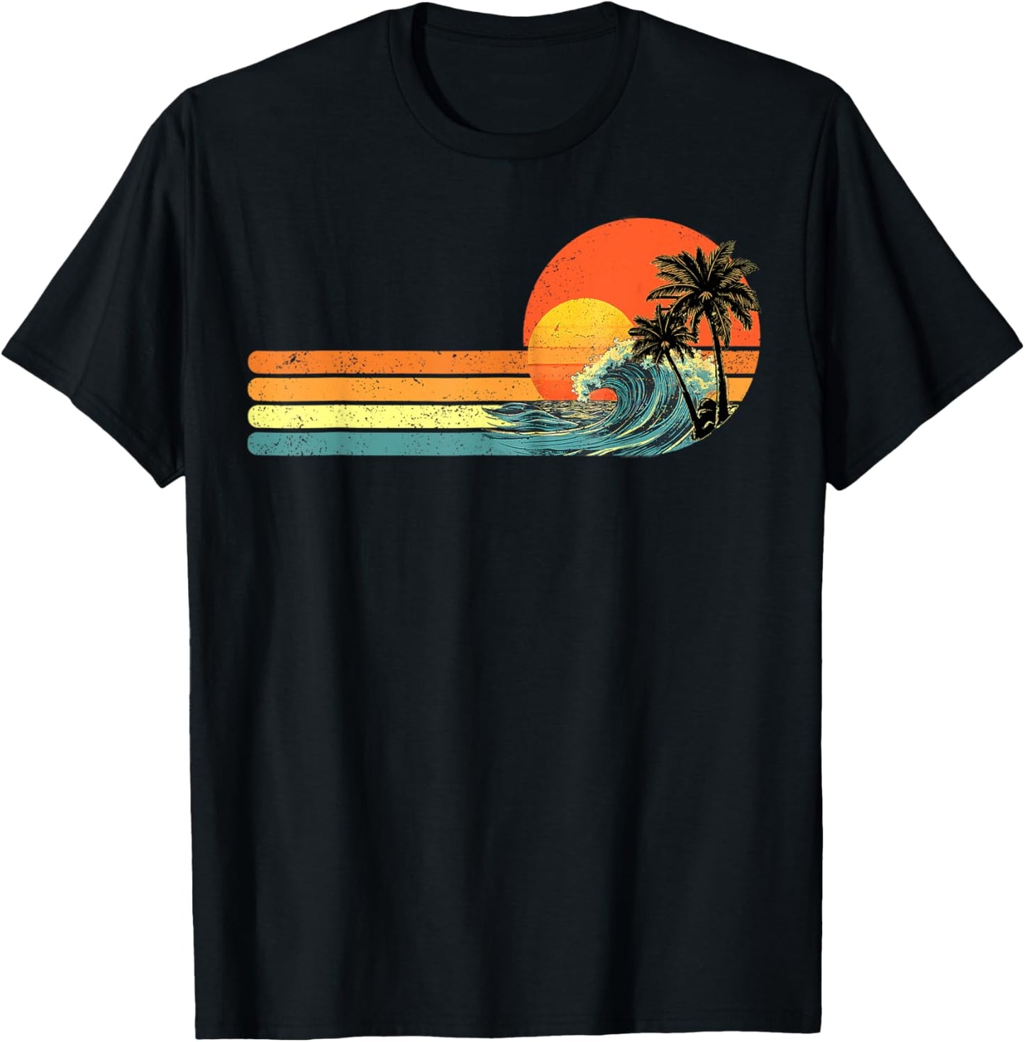 Retro Tropical Sunset Beach Palm Tree Vintage Style T-Shirt