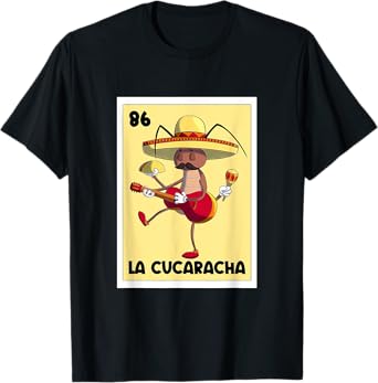La Cucaracha Mexican Bingo Card Cockroach With Taco & Beer T-Shirt