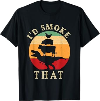 I'd Smoke That Funny BBQ Vintage Meat Smoker Grill Dinosaur T-Shirt
