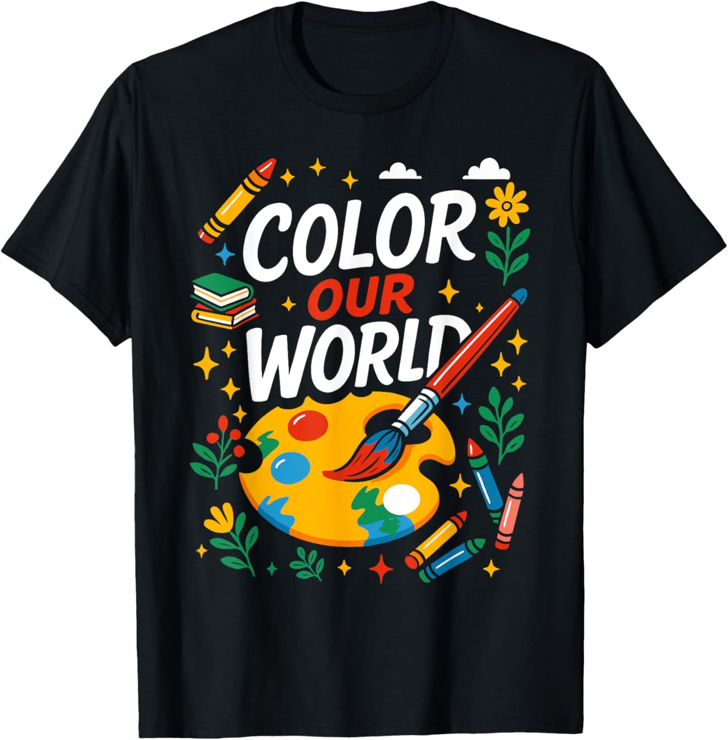 Color Our World Book Reading Summer Program Art Painting T-Shirt