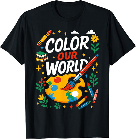 Color Our World Book Reading Summer Program Art Painting T-Shirt