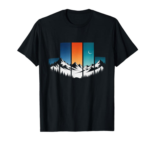 Trees Mountains Moon Adventure Outdoor Wildlife Forest T-Shirt