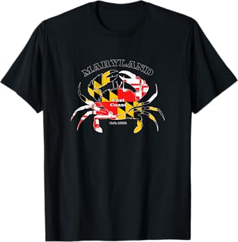 Maryland State Flag Crab Pride Annapolis Baltimore Fishing T-Shirt