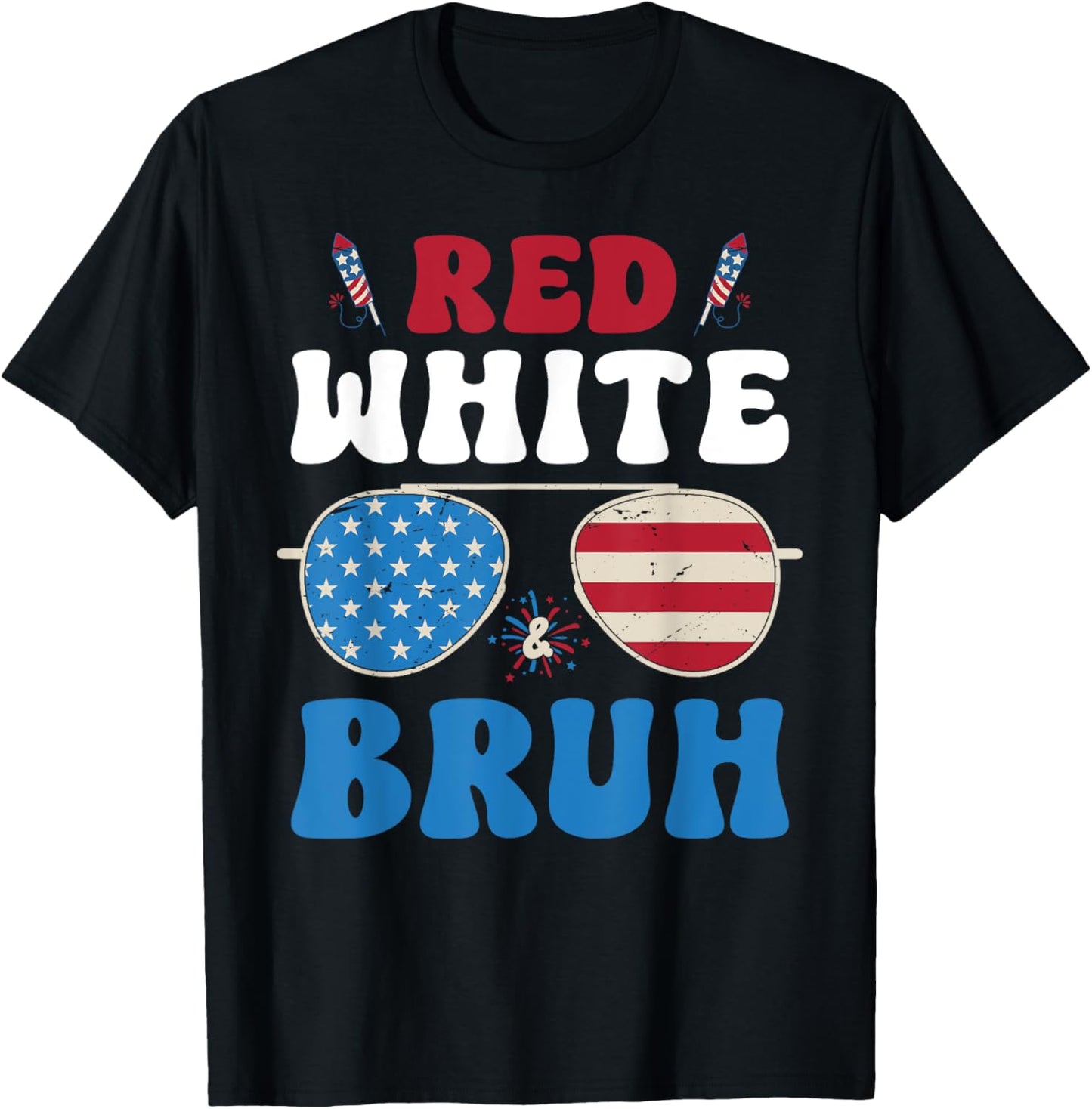 Red White And Bruh Patriotic Boys 4th Of July 2025 Fun Kids T-shirt