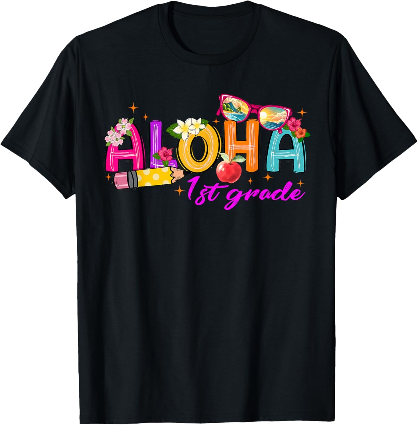 Aloha 1st Grade Summer Vacation Beach Teacher & Student Tee by TeeBrew