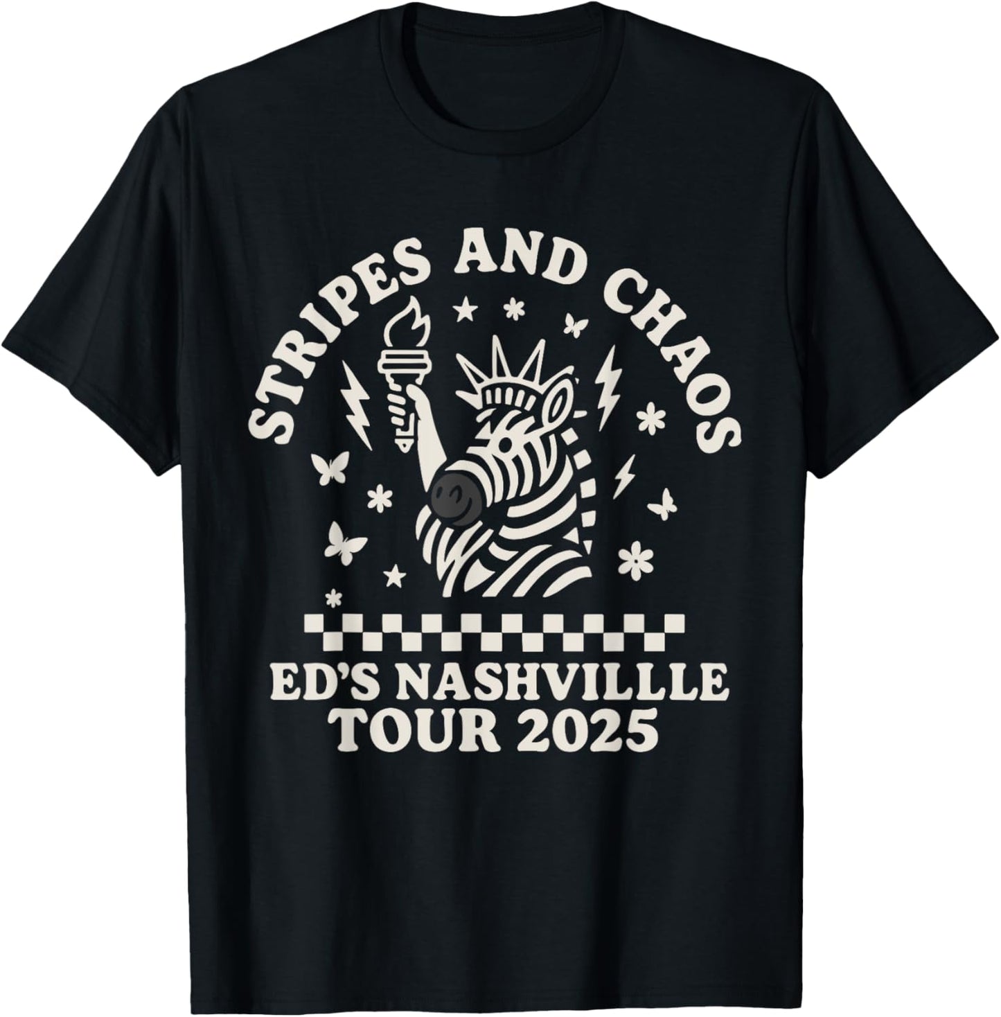 Stripes and Chaos – Ed's Nashville Tour 2025 Zebra Design T-Shirt