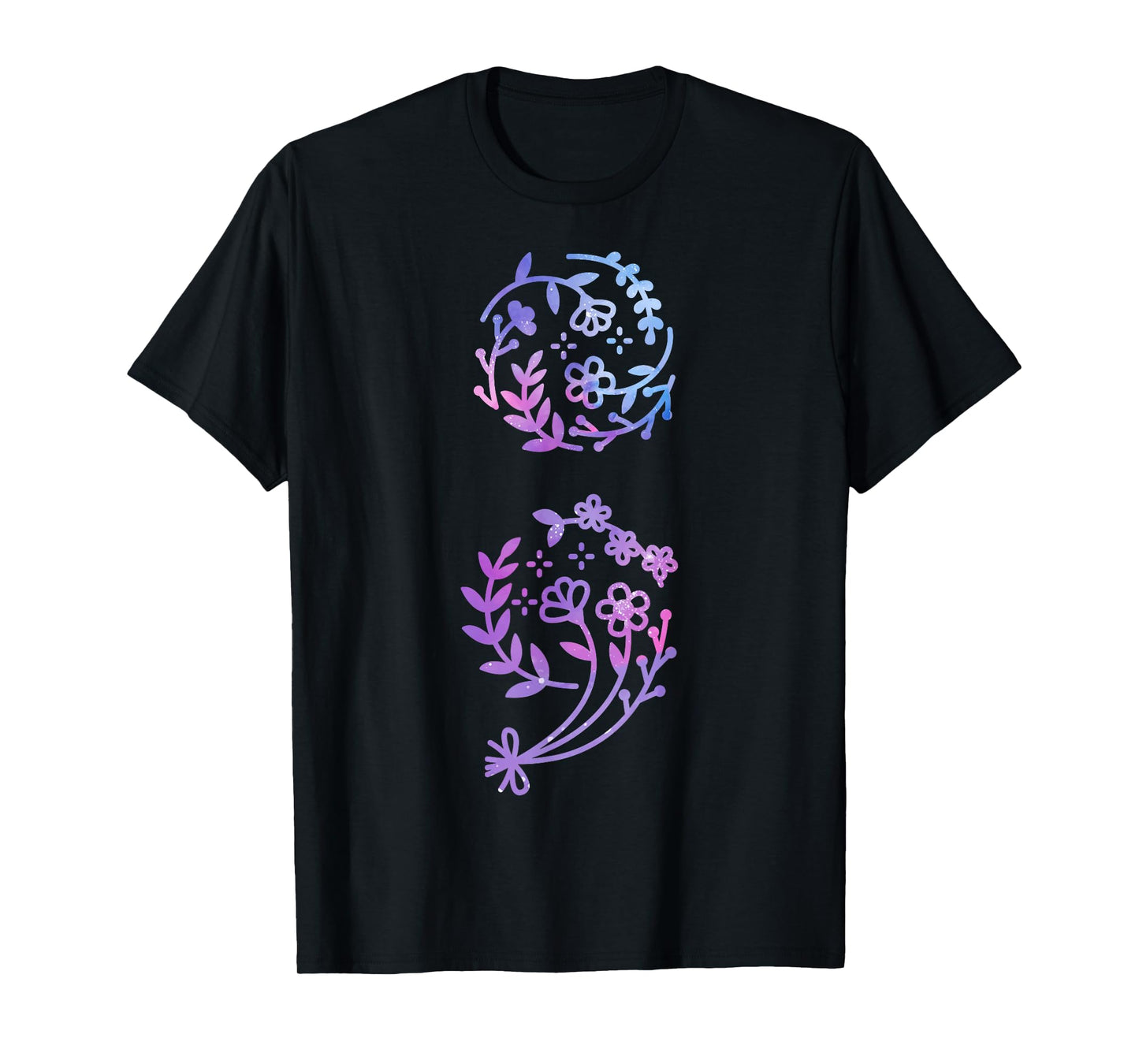 Semicolon Suicide Prevention Awareness Flower Teal Purple T-Shirt