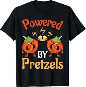 Cute Pretzel Characters Powered By Pretzels Oktoberfest Beer T-Shirt