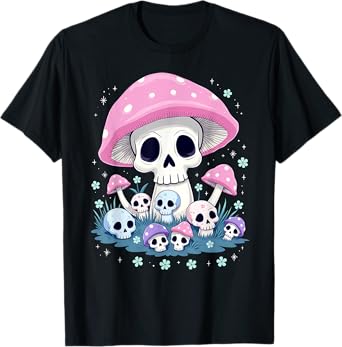 Cottagecore Skeleton Mushroom Halloween T-Shirt