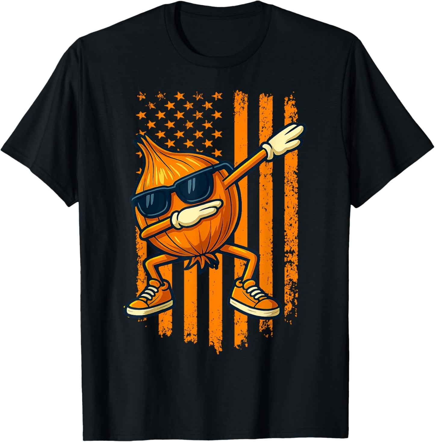 Graphic Onion Retro American Flag Dabbing Onion Lover T-shirt