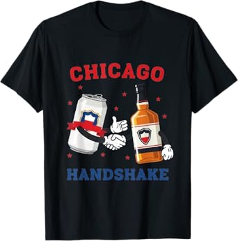 Chicago Handshake Beer Lover Fun Chicago Vibes T-Shirt